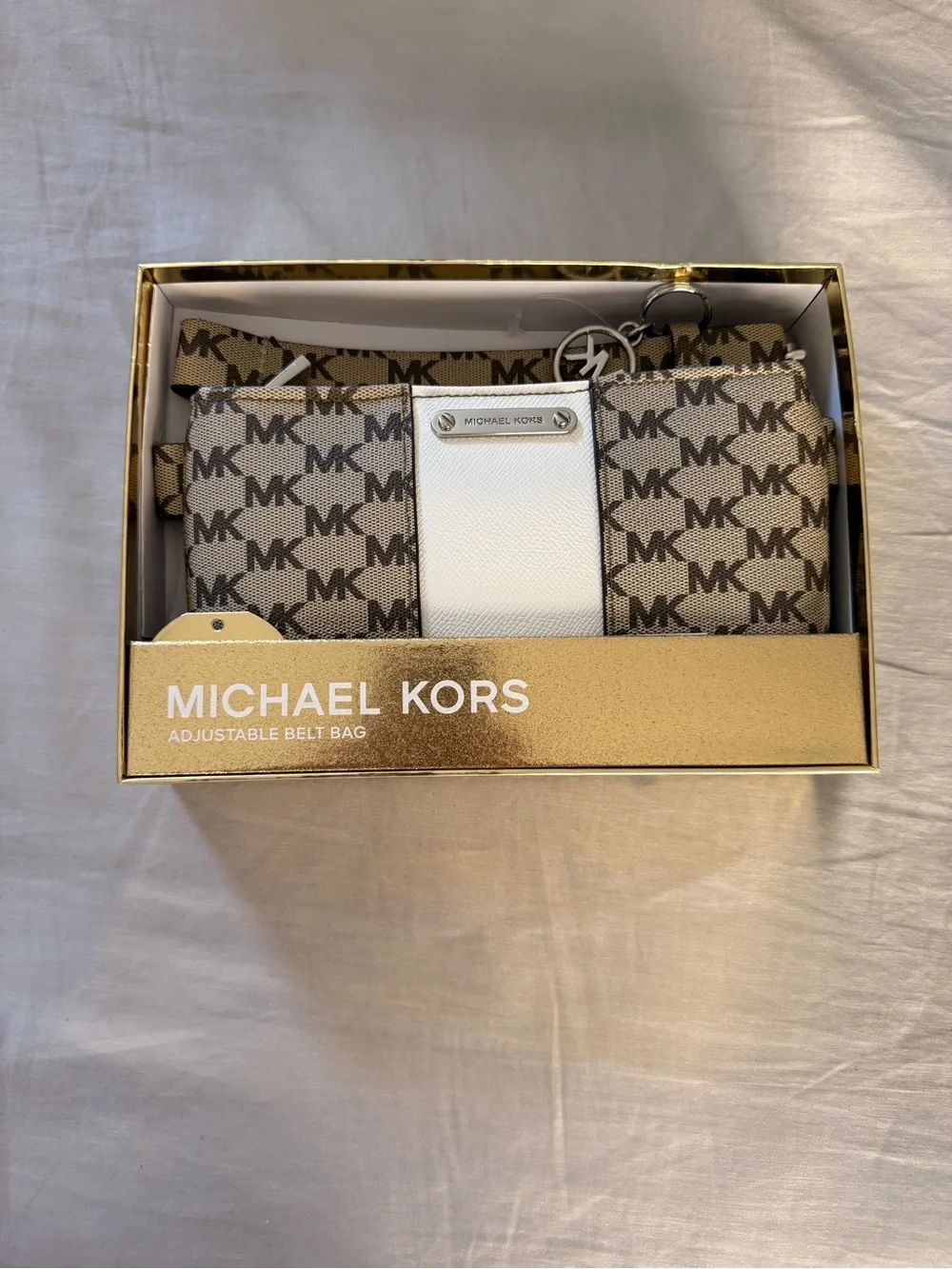 Brown and White Monogram Adjustable Belt Bag